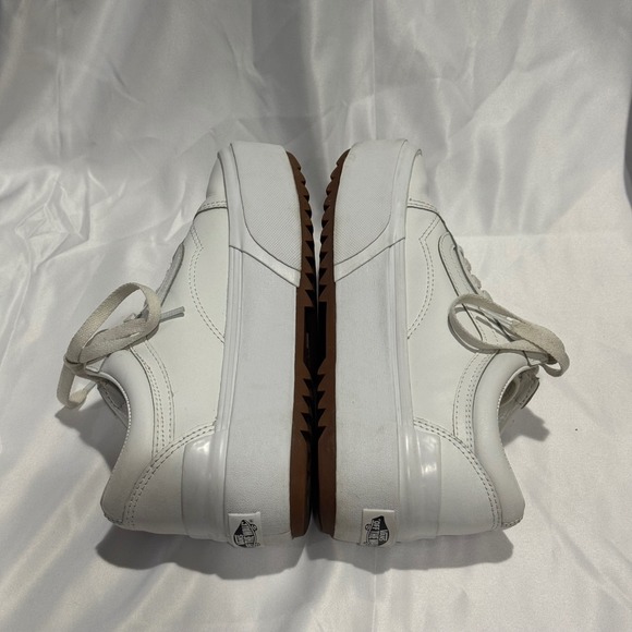 Vans Old Skool Stacked White Leather Platform Sneakers Womens 7.5 - Picture 7 of 12